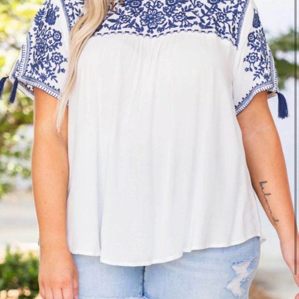Navy and Ivory Top